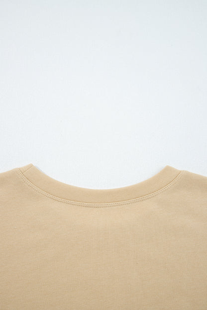 Laurel Green Exposed Seam Contrast Texture Patchwork Plus Size Drop Shoulder Pullover