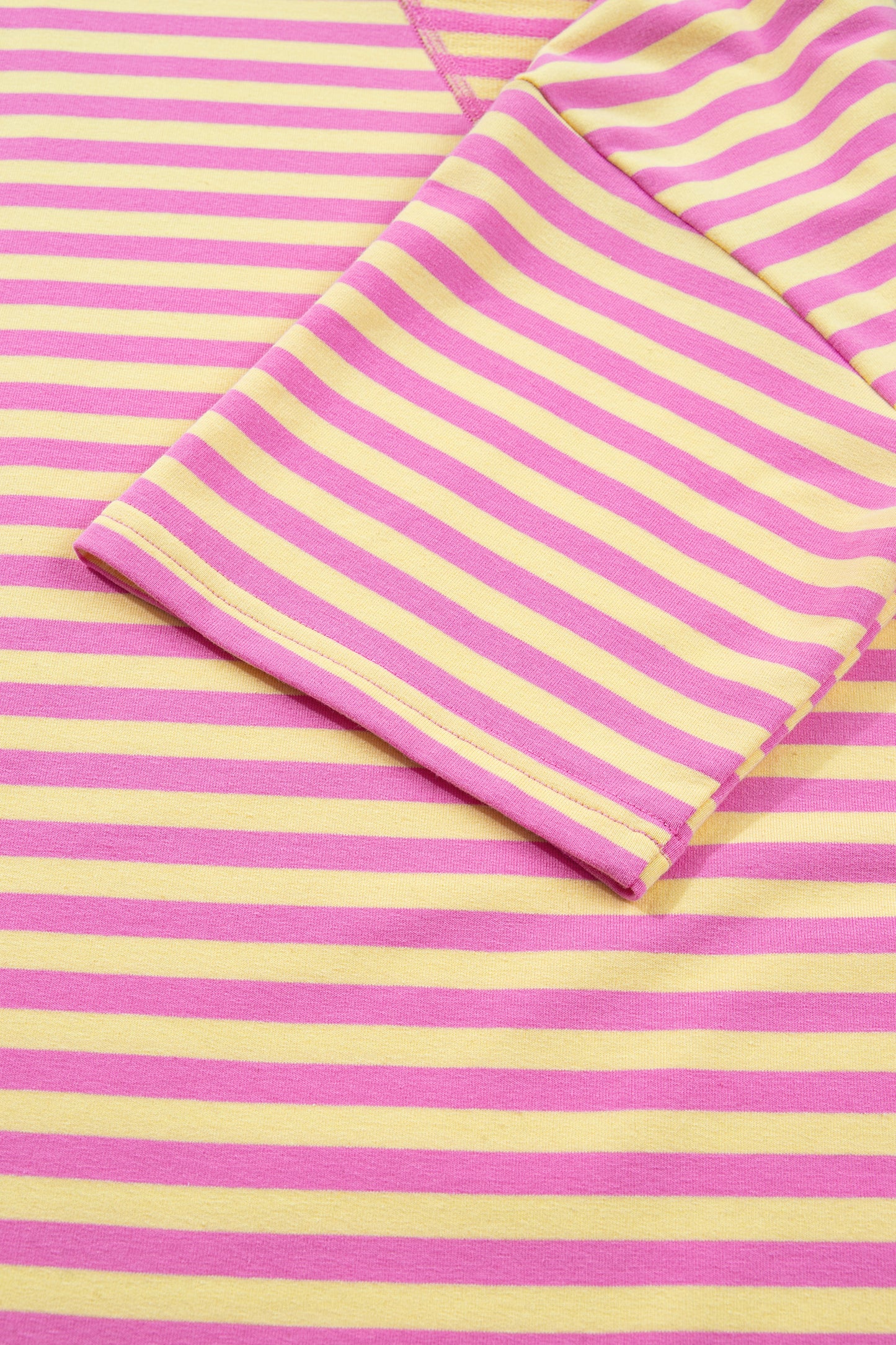 Yellow Stripe Drop Shoulder Boxy Casual Terry Short Set