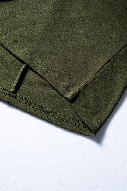 Four Leaf Clover Solid Color Extended Cuffs Long Sleeve Top