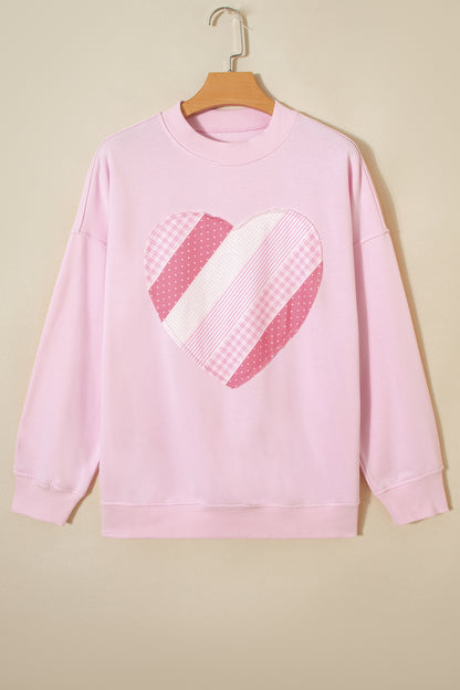 Light Pink Sweetheart Patchwork Oversize Sweatshirt
