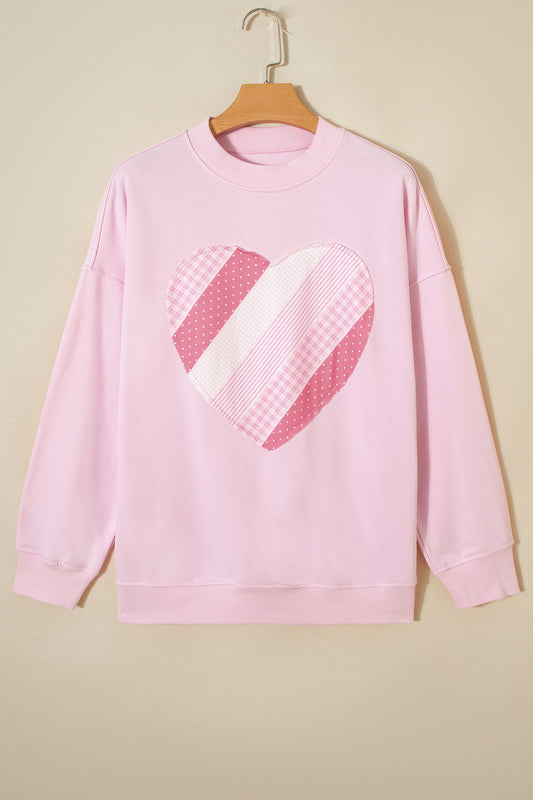 Light Pink Sweetheart Patchwork Oversize Sweatshirt