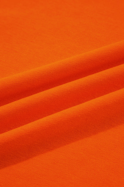 Orange Varsity Striped Sleeve Drop Shoulder Sweatshirt and Short Set