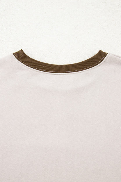 Parchment Striped Colorblock Patchwork Drop Shoulder Sweatshirt