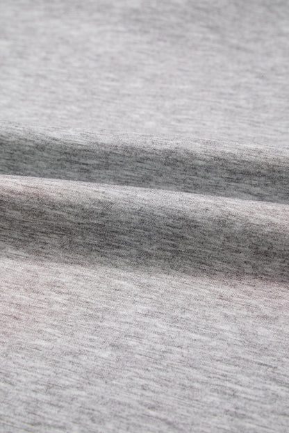 Light Grey Color Block Patchwork V Neck Drawstring Hoodie