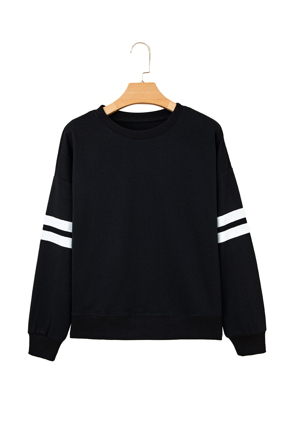 Navy Blue Varsity Striped Detail Drop Shoulder Oversized Sweatshirt