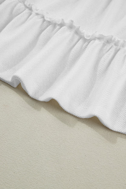 White Tiered Frill Trim A-line Tank Top