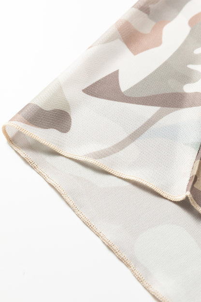 Green Plus Size Western Camo Print Mesh Long Sleeve Top