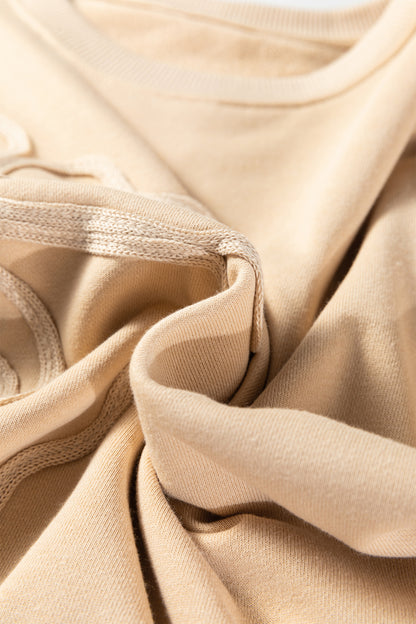 Parchment Embroidered Flower Pattern Drop Shoulder Sweatshirt