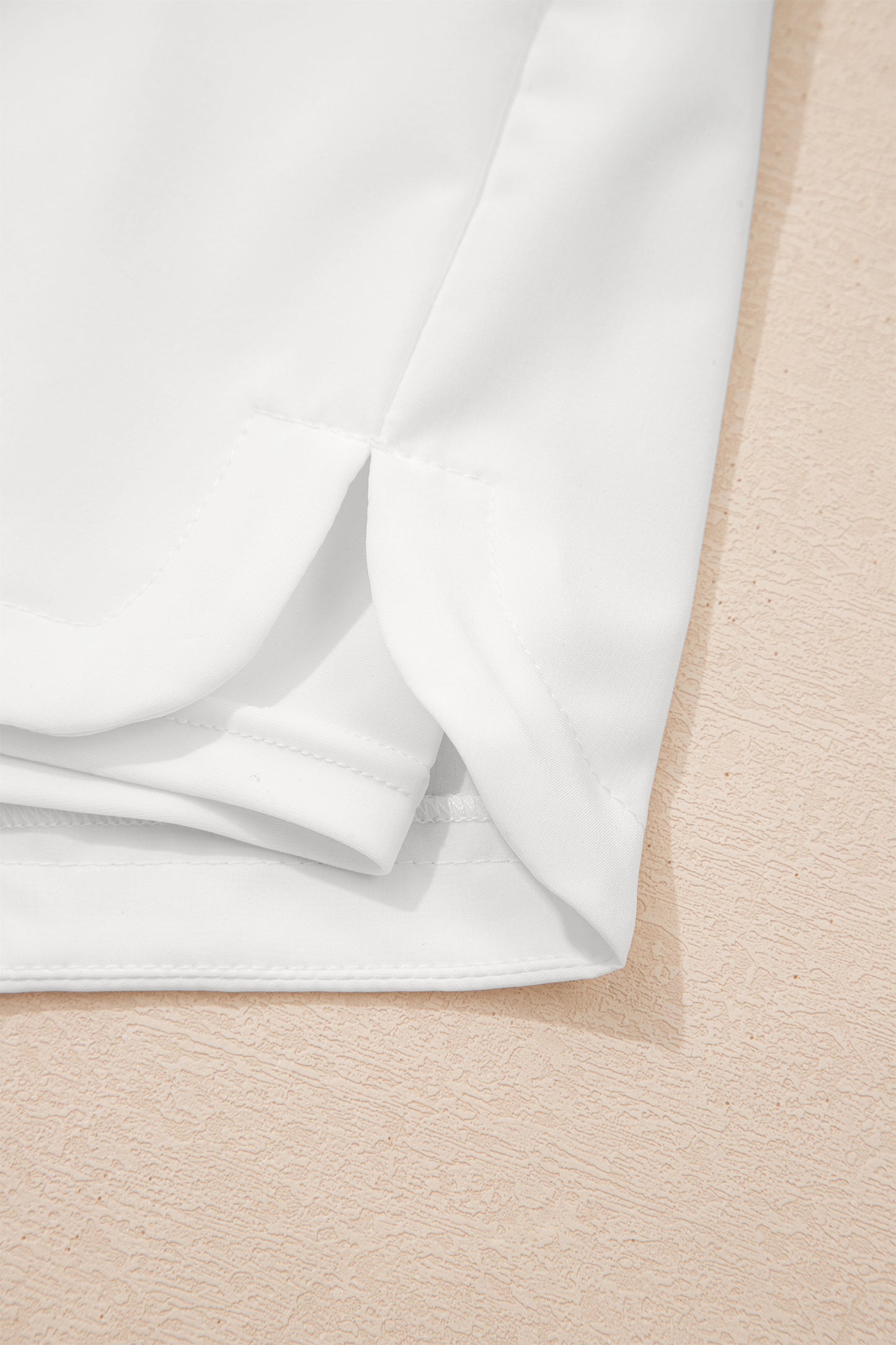 White Solid Color Ribbed Patchwork High Waist Athletic Shorts