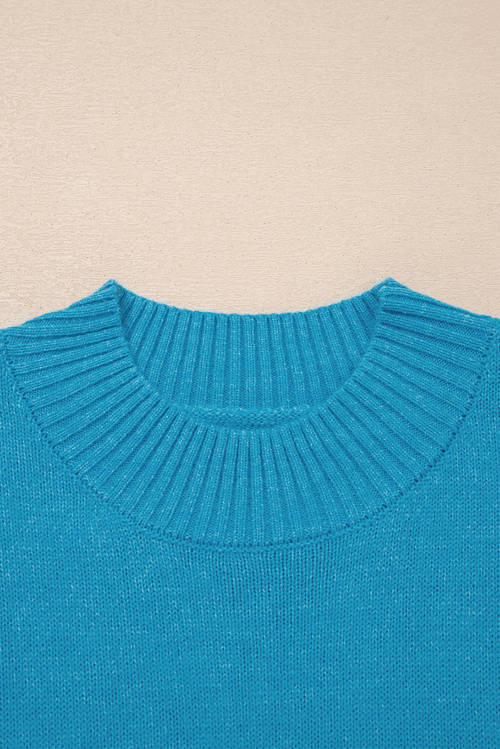 Blue Contrast Stitch Trim Knot Side Mock Neck Sweater Vest