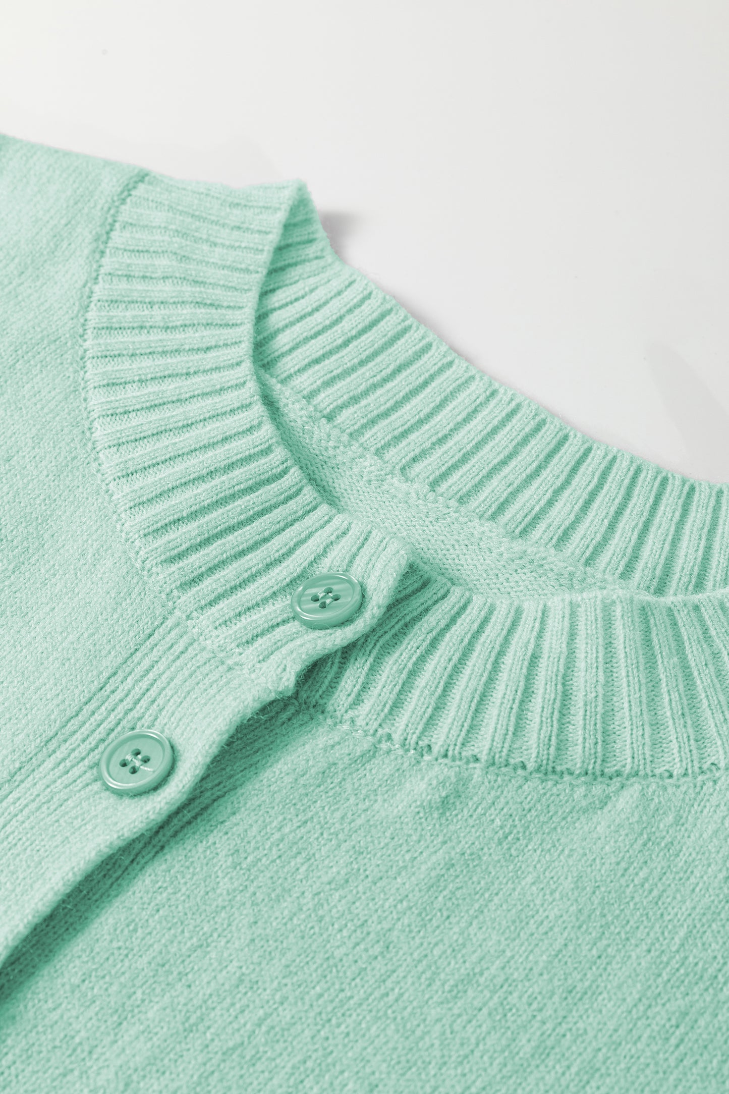 Peach Blossom 3/4 Sleeve Boxy Knit Button Down Sweater Cardigan