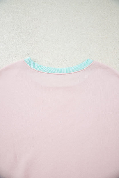 Parchment Striped Colorblock Patchwork Drop Shoulder Sweatshirt