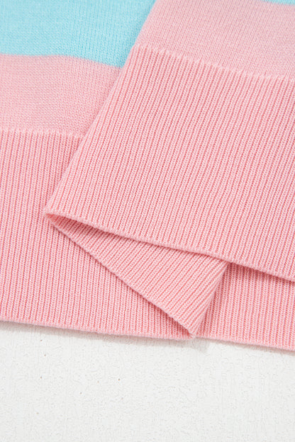 Black Stripe Colorblock Striped Knitted T shirt