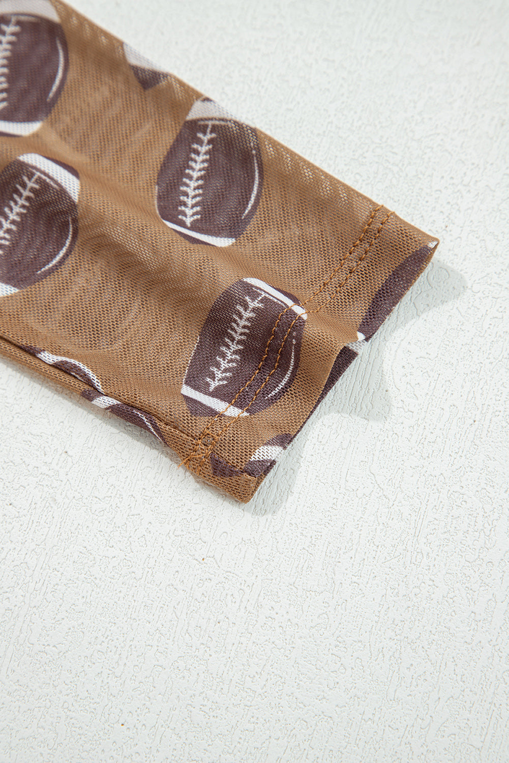 Red Game Day Rugby Mesh Sheer Long Sleeve Top