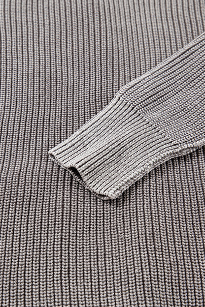 Chestnut Mineral Wash Exposed Seam Patchwork Knit Open Sweater Cardigan