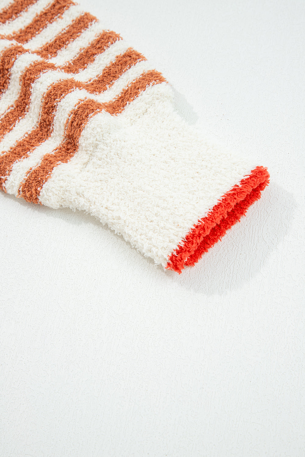 Orange Stripe Cowl Neck Drop Shoulder Sweater