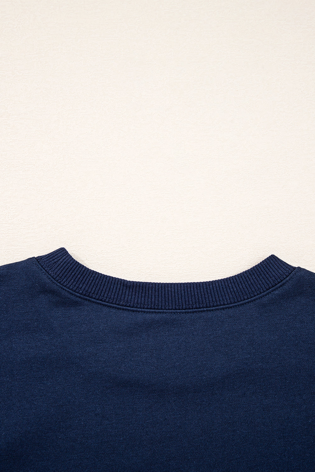 Navy Blue Varsity Striped Detail Drop Shoulder Oversized Sweatshirt