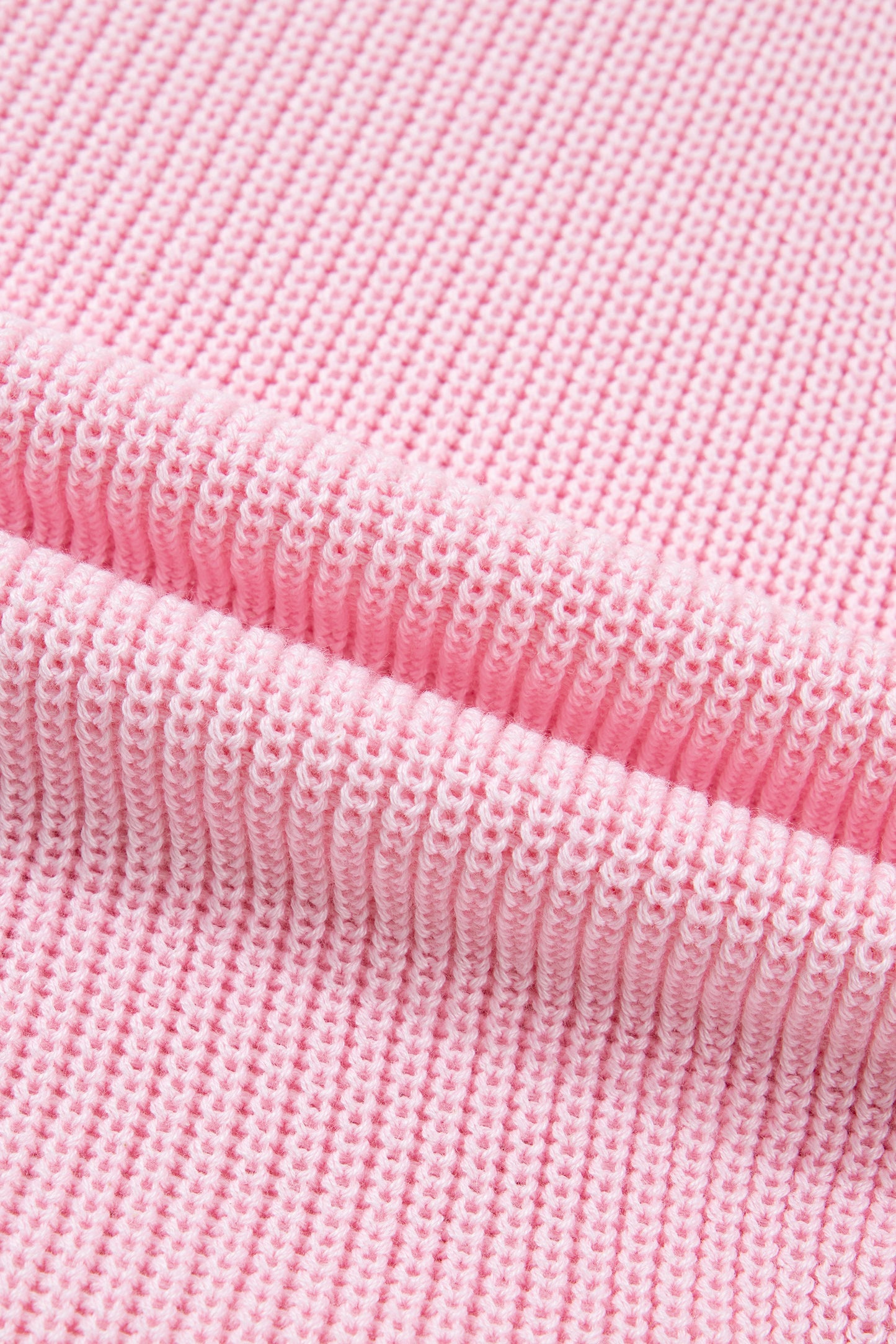 Pink Solid Color Knit V Neck Button Front Sweater Vest