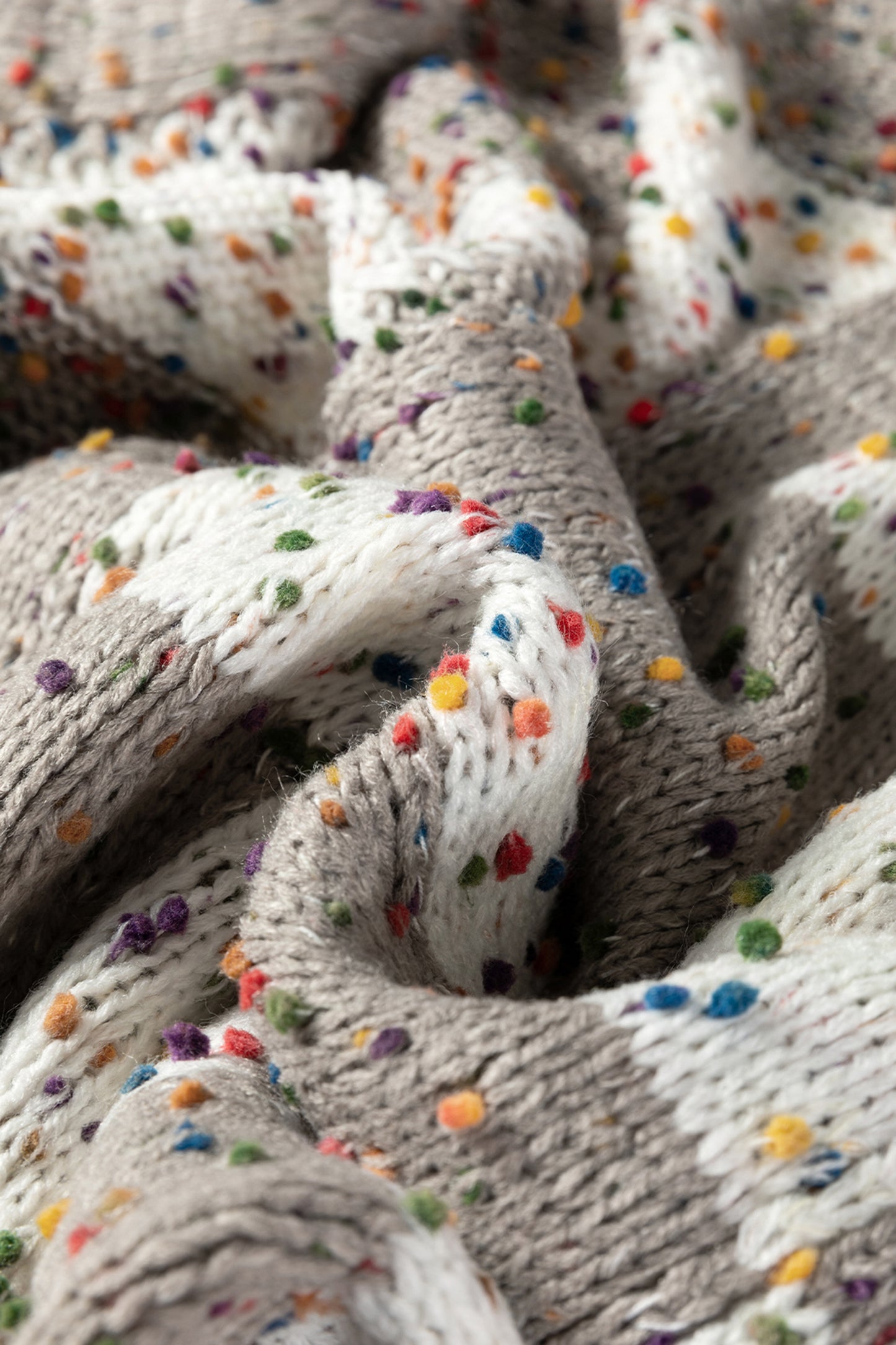 Brown Confetti Dot Checkered Print Open Cardigan with Pockets