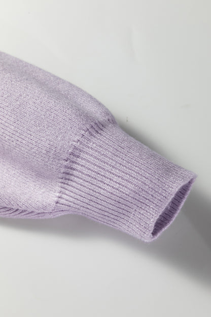 Khaki Color Block Plain Ribbed Knit Baggy Sweater