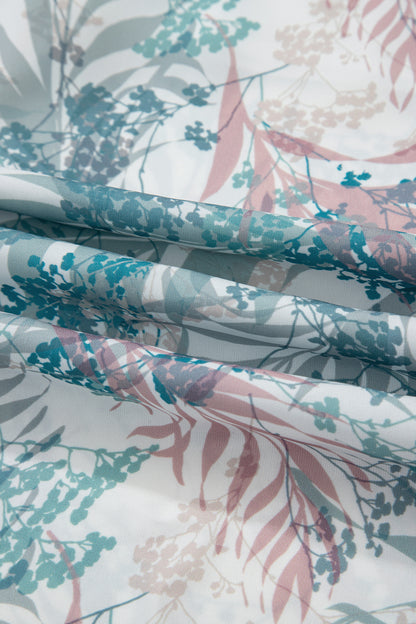 Green Tropical Palm Printed Cropped Tank Drawstring Wide Leg Pant Set