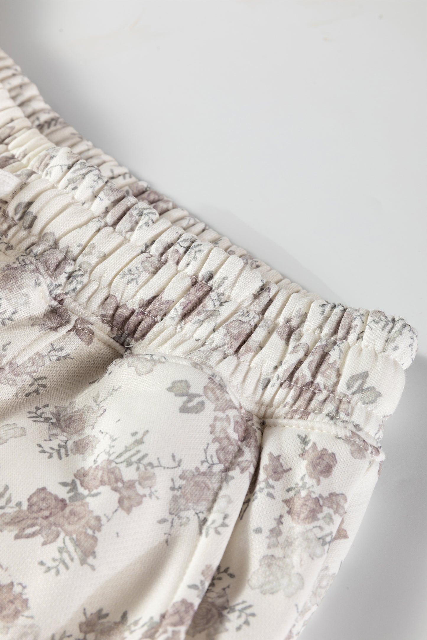 White Floral Print Casual Hoodie Drawstring Jogger Pant Set