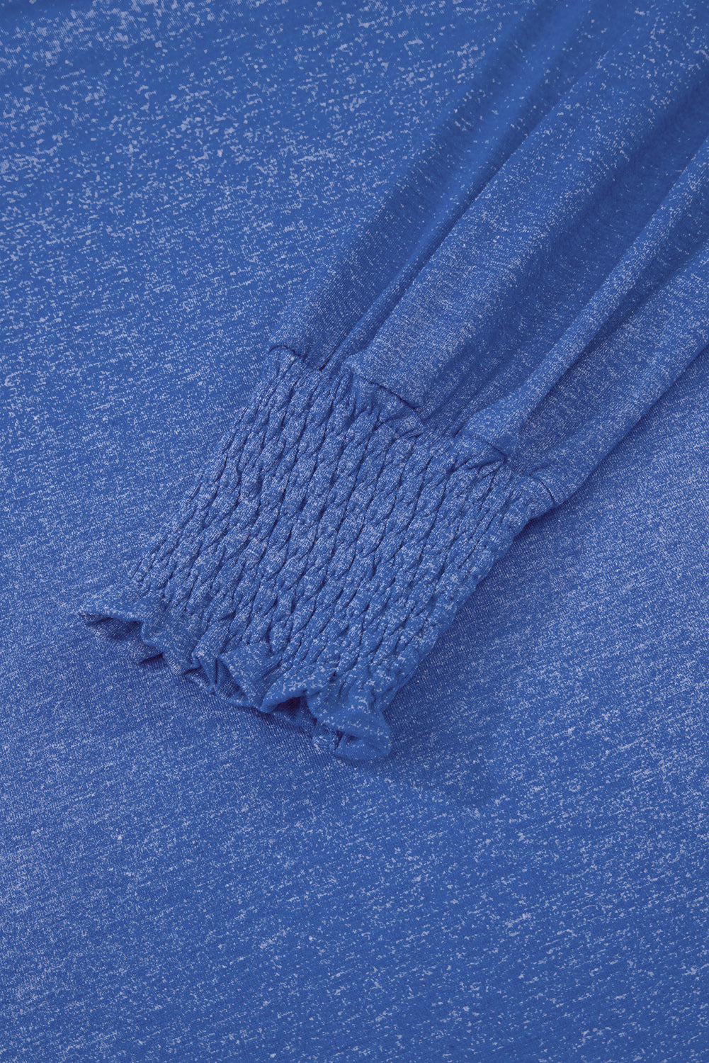 Sky Blue Shirred Shoulder Frilled Cuffs Long Sleeve Top