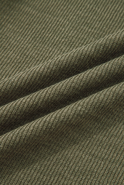 Laurel Green Solid Color Knit Loose Straight Leg Casual Overall Jumpsuit