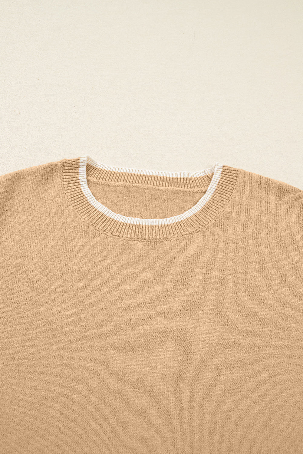 Tan Plus Size Leopard Bow Decor Split Cuffs Loose Sweater