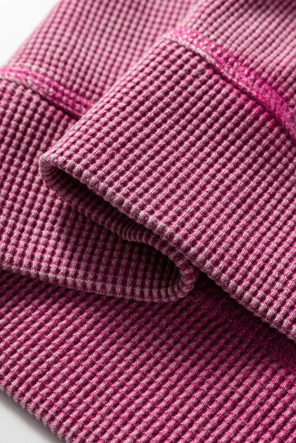 Mist Green Waffle Knit Patchwork Long Sleeve Loose Top