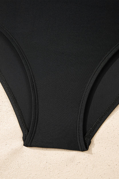 Black Scoop Neck Adjustable Tankini and Matching Skort Bathing Suit