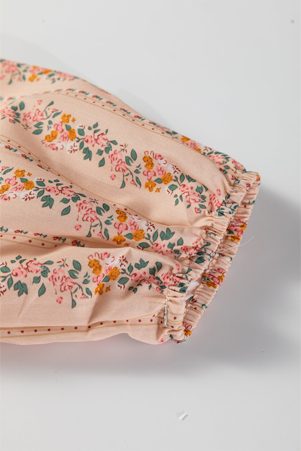 Khaki Floral Print Contrast Velvet Bow Lace Patchwork Long Sleeve Loose Mini Dress