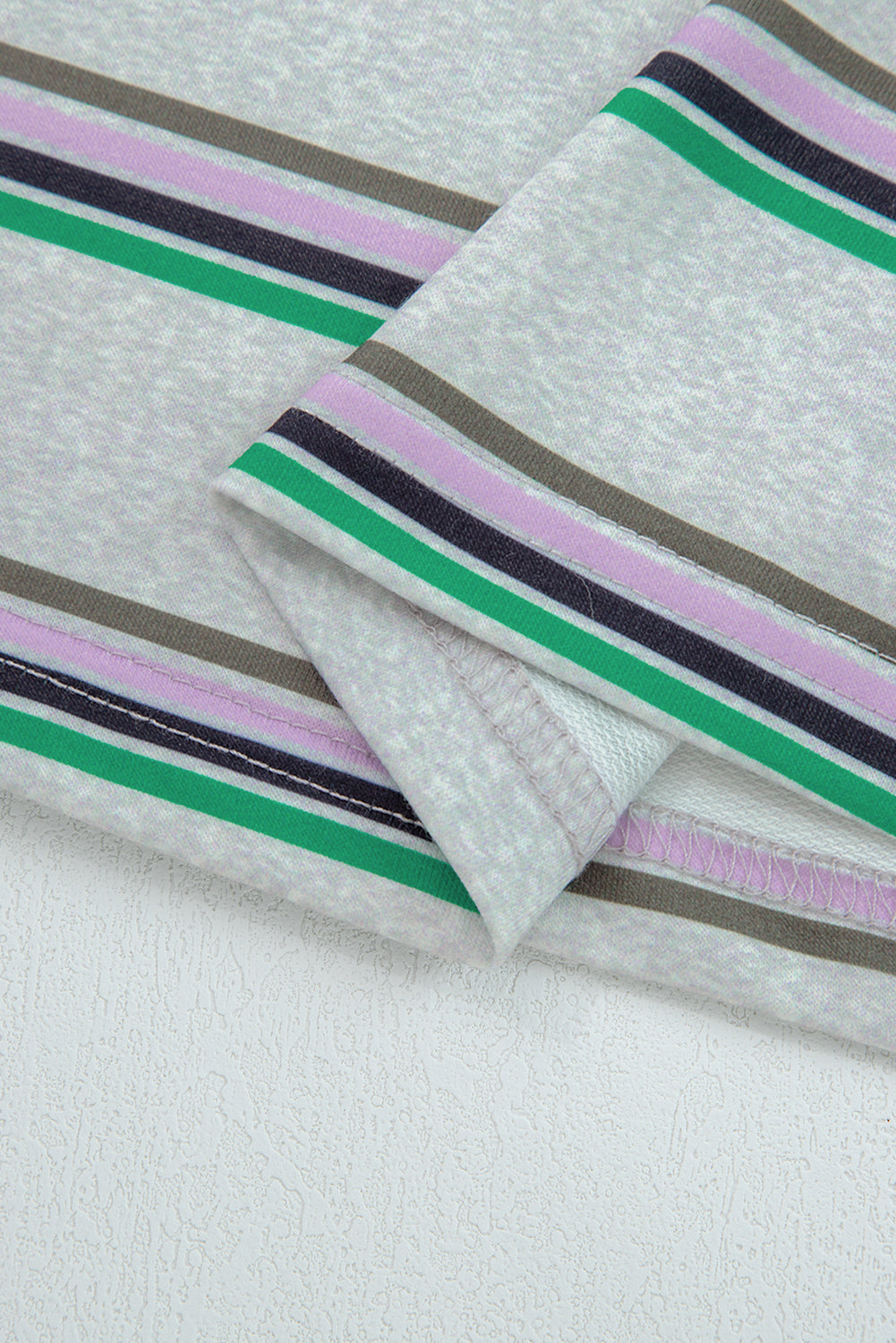 Purple Stripe Oversize Drop Shoulder Long Sleeve Casual Top