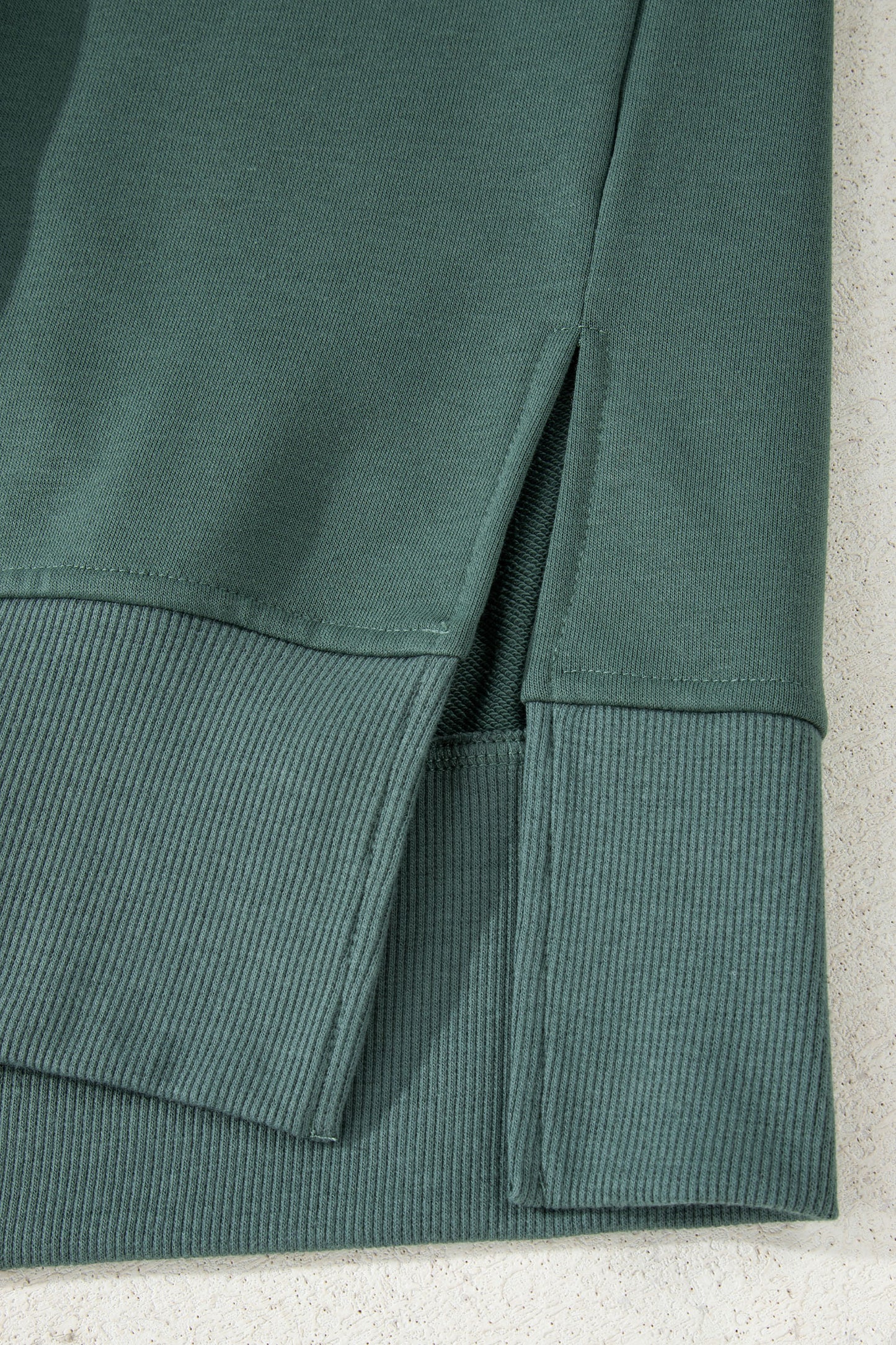 Green Bay Solid Color Oversize Slit Sweatshirt Ribbed Leggings 2pcs Set