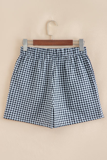 Red Gingham Printed High Waist Shorts