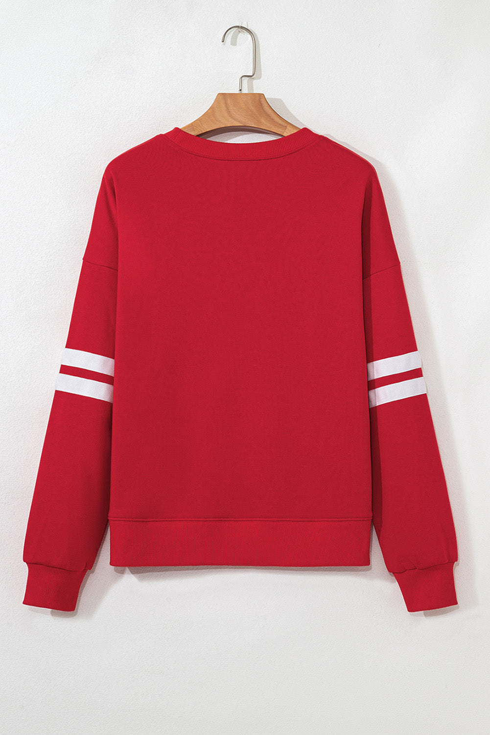 Fiery Red Glitter Trim GAME DAY Letter Graphic Oversized Varsity Sweatshirt