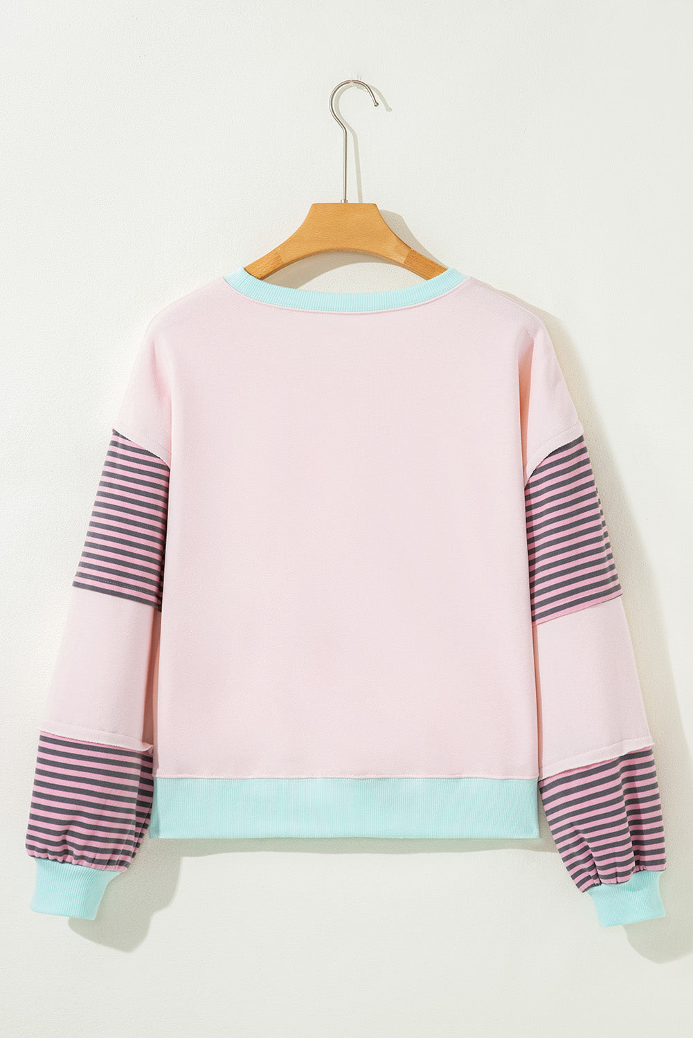 Parchment Striped Colorblock Patchwork Drop Shoulder Sweatshirt