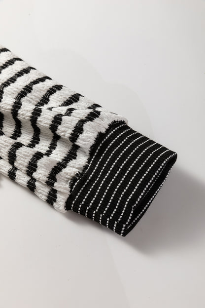 Sky Blue Stripe Collared Pullover Top and Drawstring Pant Set