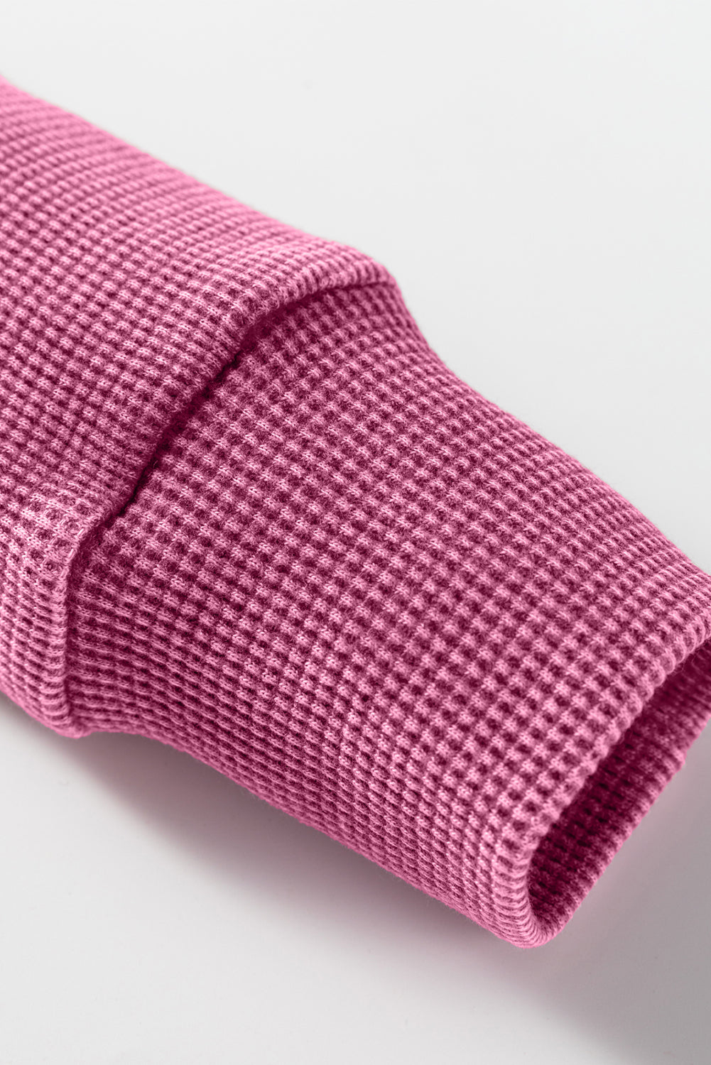 Mist Green Waffle Knit Patchwork Long Sleeve Loose Top