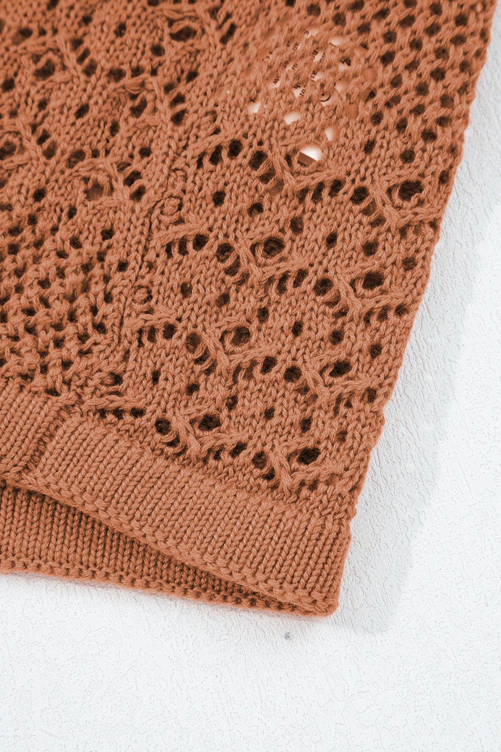 Lapis Mix Pattern Hollowed Knit Open Front Cardigan