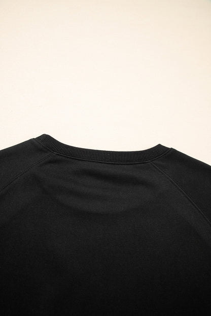 Black Varsity Spirit Striped 89 Graphic Casual Sweatshirt