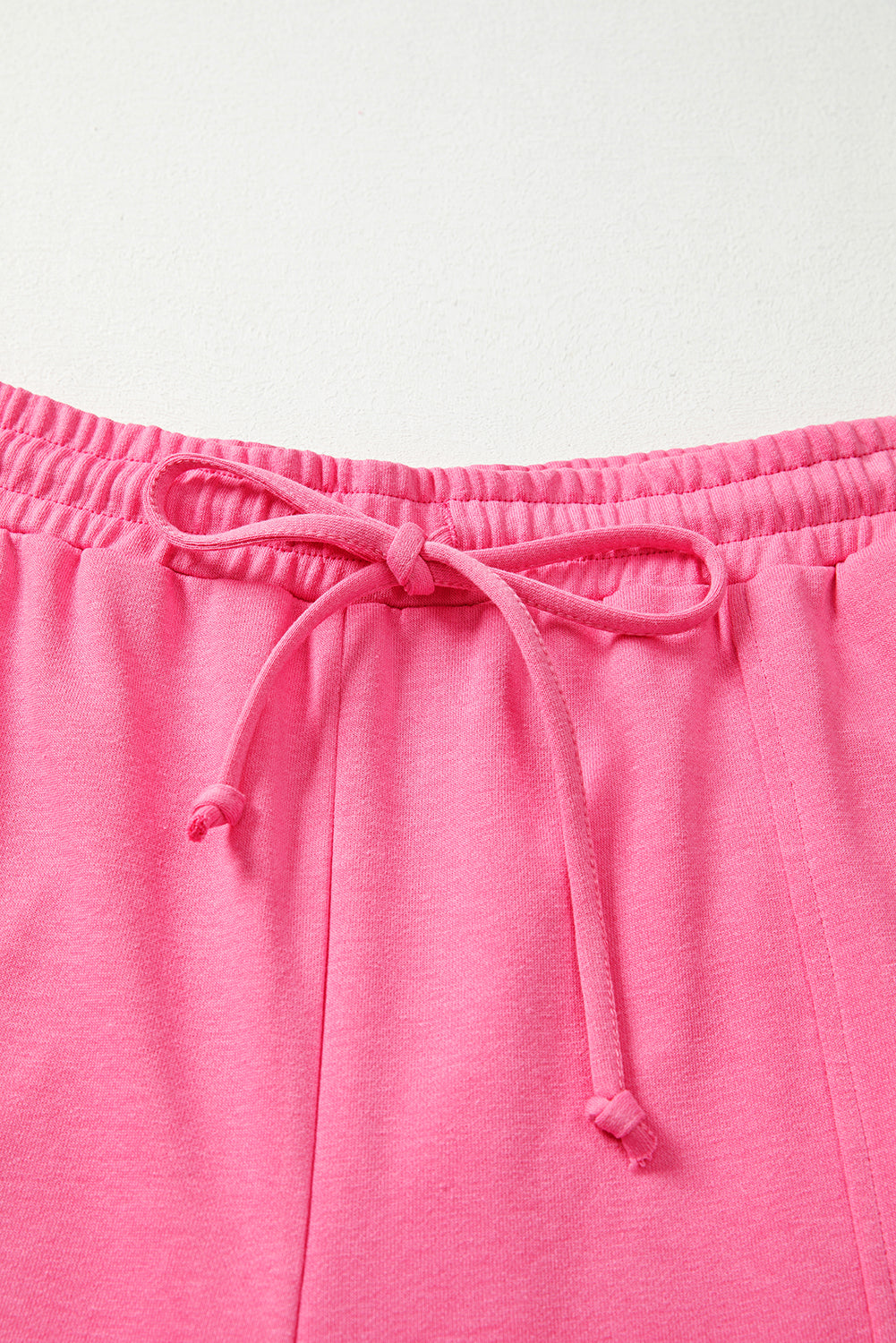 Bright Pink Plus Size Henley Drop Shoulder Pullover and Jogger Pants Two Piece Set