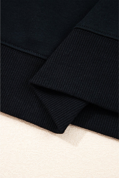 Navy Blue Varsity Striped Detail Drop Shoulder Oversized Sweatshirt