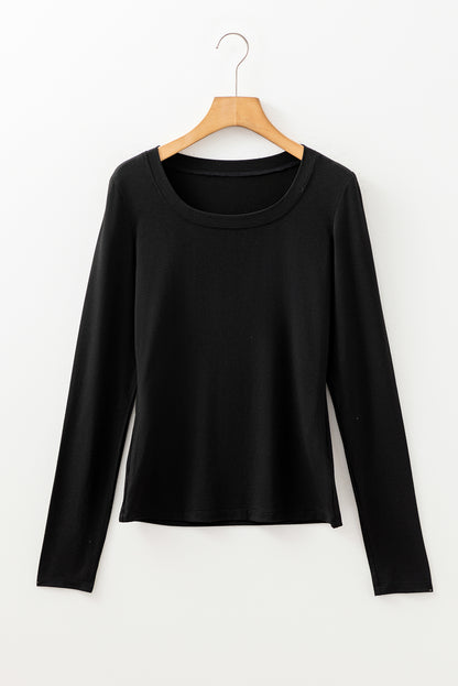 Laurel Green Solid Color Long Sleeve Fitted Top