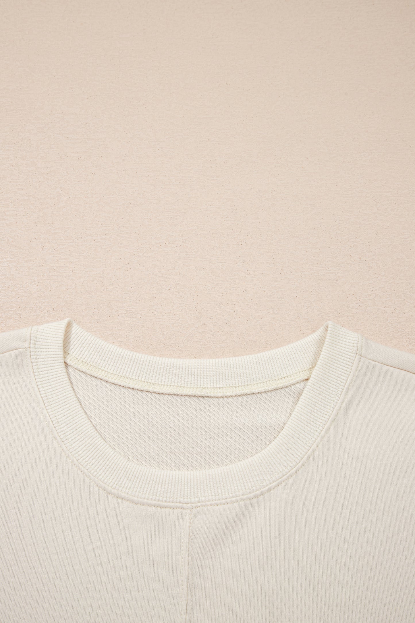 Jet Stream Solid Color Contrast Textured Patchwork Raw Edge 2pcs Short Set