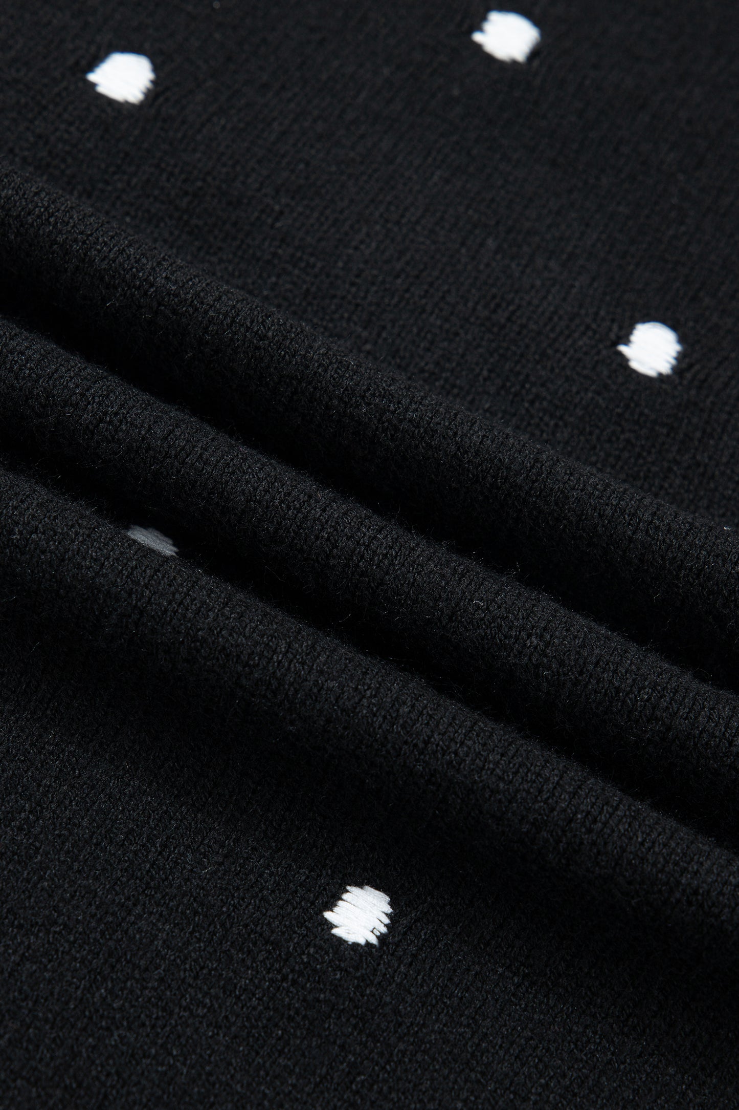 Black Elegant Polka Dot Bubble Short Sleeve Sweater