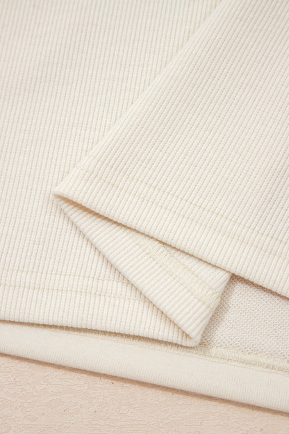 Jet Stream Solid Color Contrast Textured Patchwork Raw Edge 2pcs Short Set